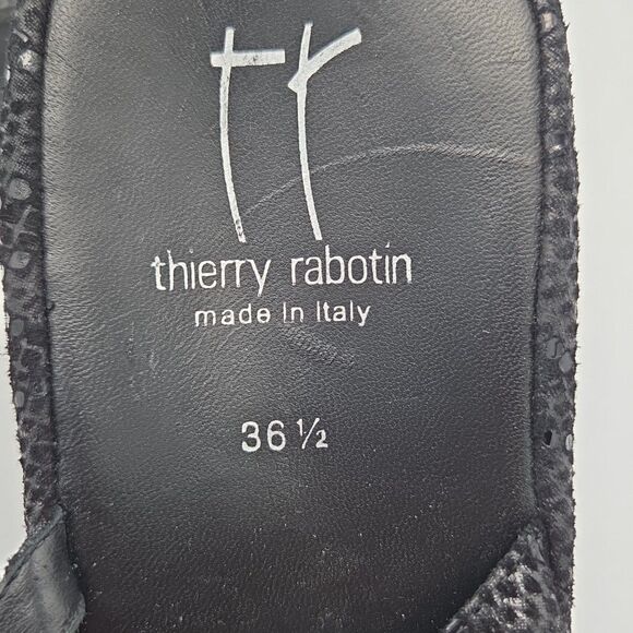 thierry rabotin Strappy Black Sandals US Sz 6.5 EU Sz 36.5 Leather Buckle Close - Picture 9 of 9